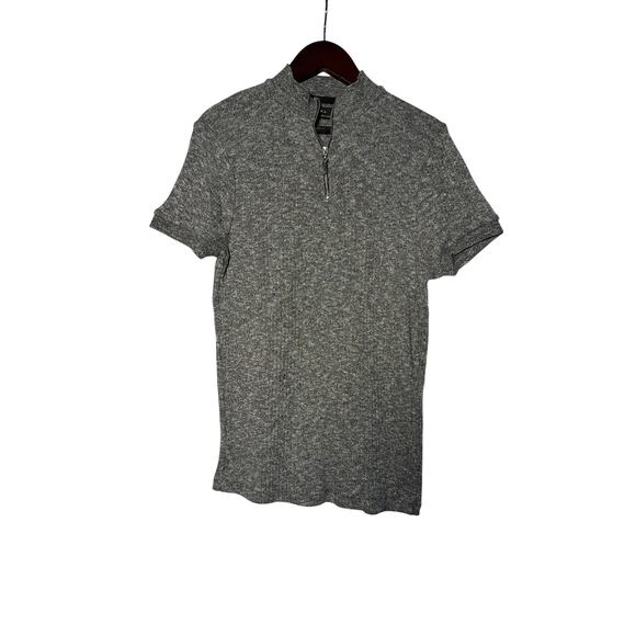 Zara Other - Zara Mens Sweater 1/4 Zip Blk/Wht S/M Stretch Fitted Casual Clubwear Streetwear